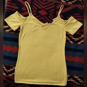 Ambiance Yellow off shoulder sleeve top
